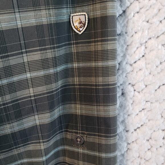 KUHL Button Down Shirt Men L Green Plaid Long Sleeve Casual Workwear 46x29 - Picture 3 of 9